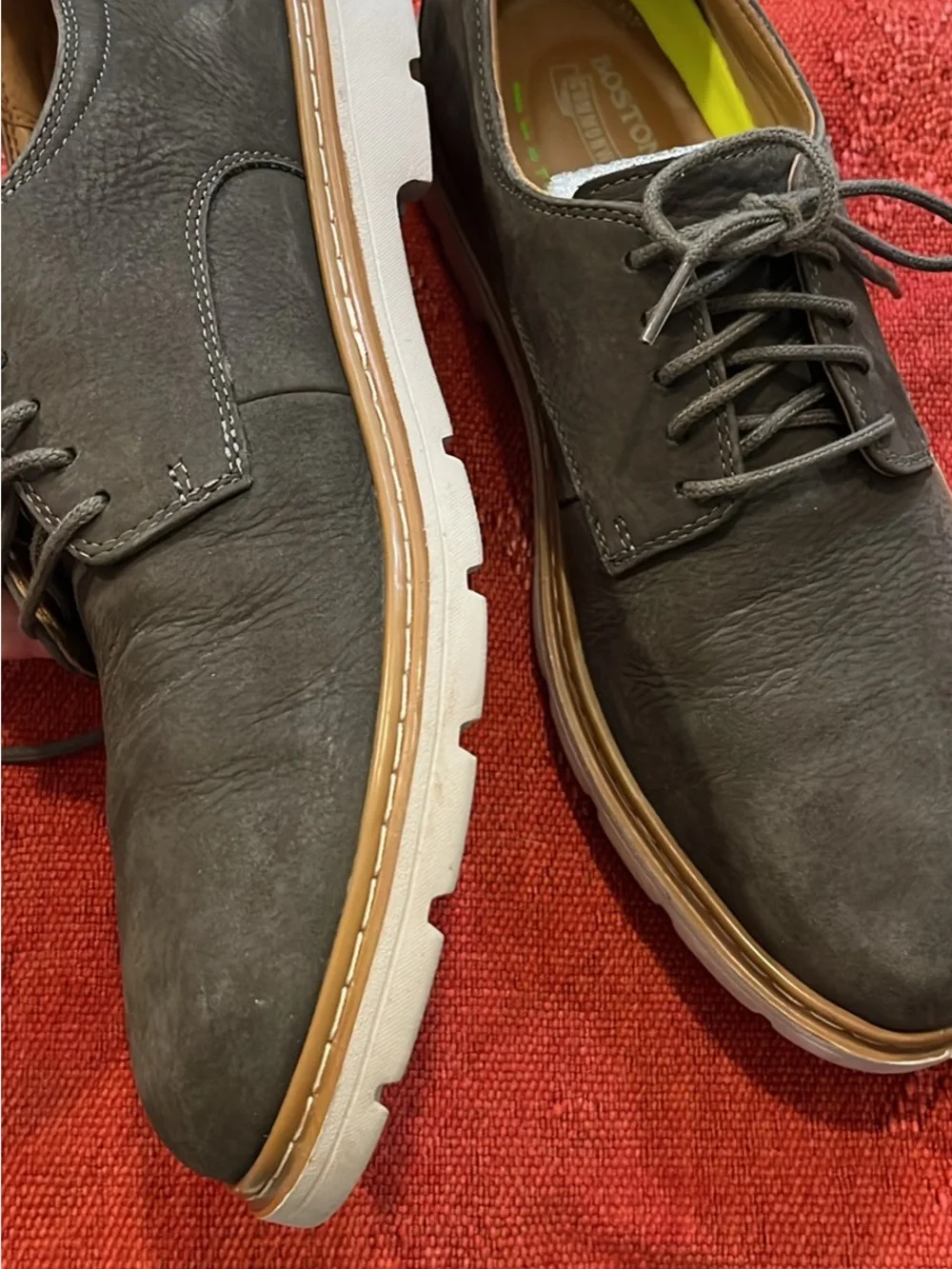 Bostonian Gray Lace-Up Oxfords with Tan Contrast Sole
